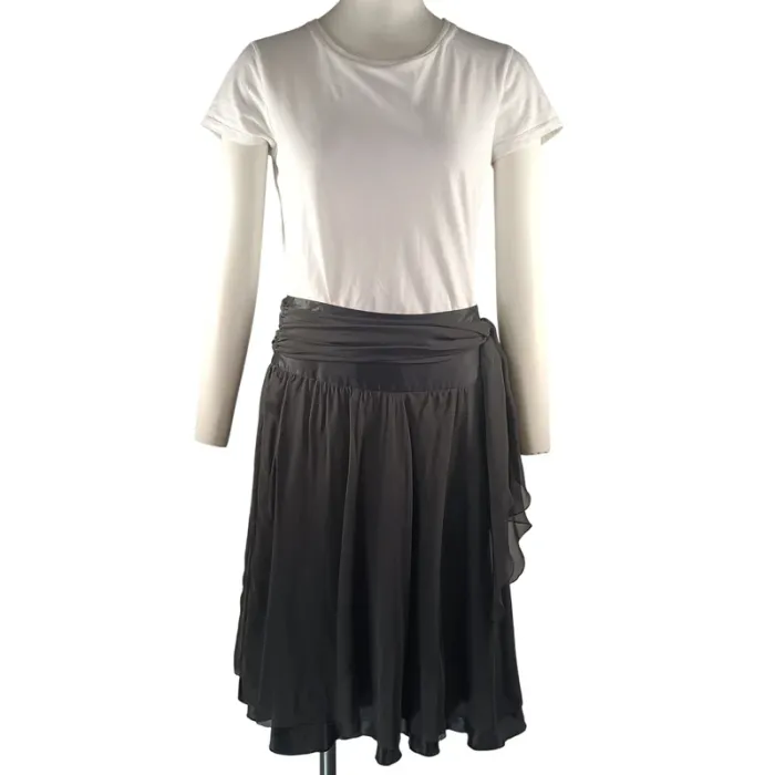 Jupe midi noire Massimo Dutti fluide drapée taille haute Taille 38 A1194