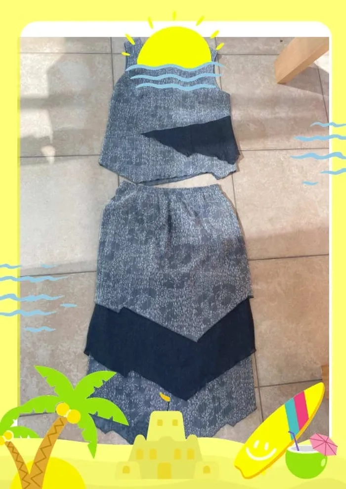 Ensemble débardeur jupe longue Telmail gris marine