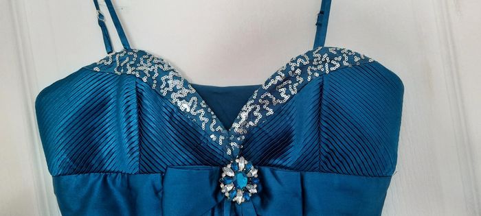 Robe de cérémonie cintrée Bleu-verte - photo numéro 4