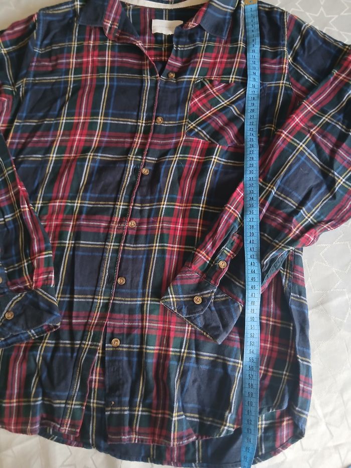 Chemise manches longues bleu a rayures rouge M/L - photo numéro 5