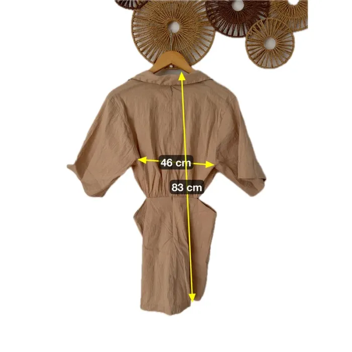 Robe chemise courte beige Zara lin taille L - photo numéro 4