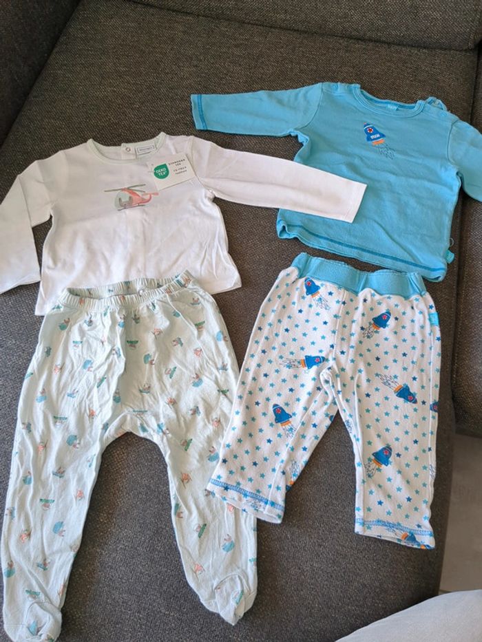 Lot de 2 pyjamas 2 pièces manches longues 1 an