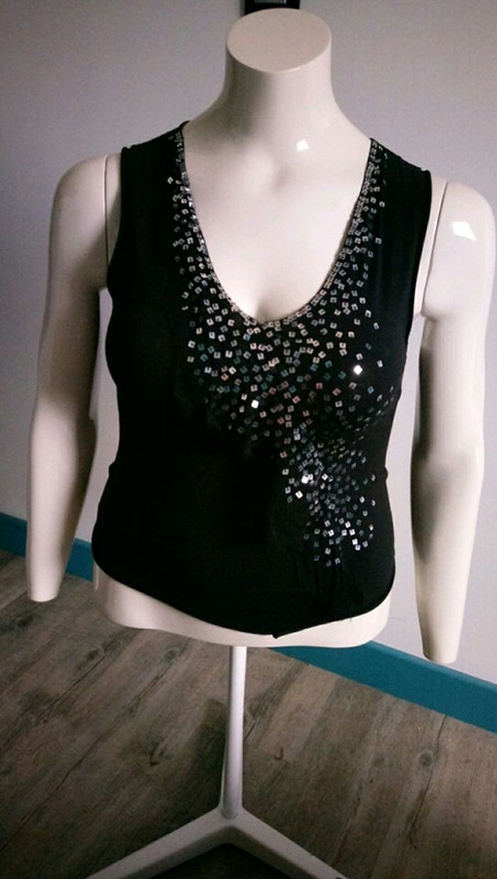 Débardeur noir strass