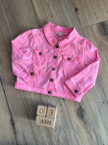 Veste courte demi-saison rose fluo fille 3 ans