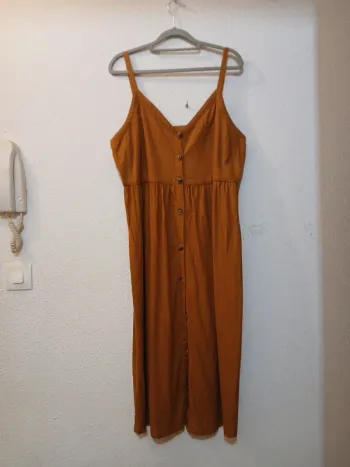 Robe mi longue  a brettelles marron " Creeks " taille 46
