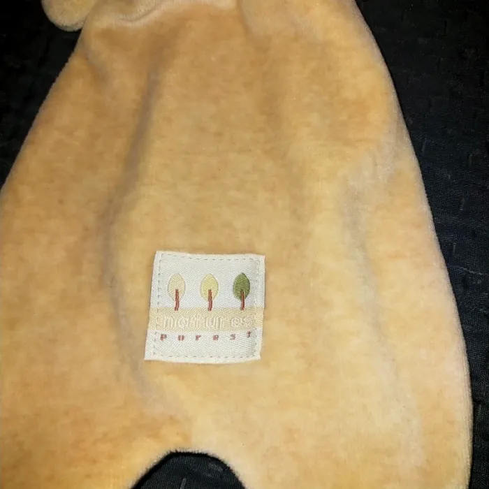 Doudou plat ours crème, rayé écru Nature's purest - photo numéro 3