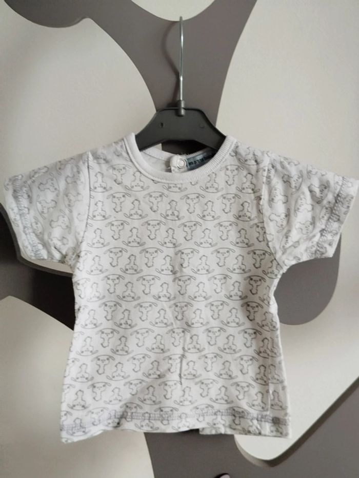 Tee-shirt manches courtes blanc imprimé Les p'tits babies taille 3 mois