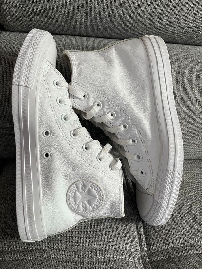 Converse blanche cuir véritable 39 - photo numéro 4