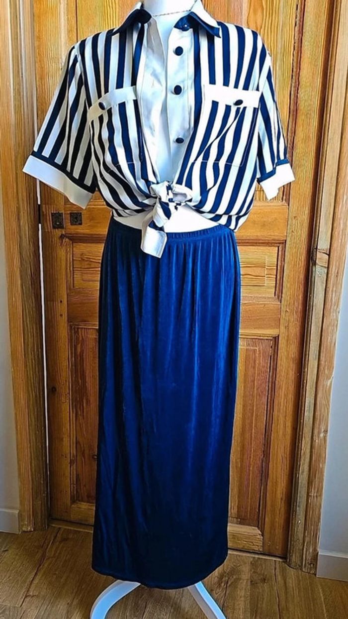 Jupe vintage longue france marine