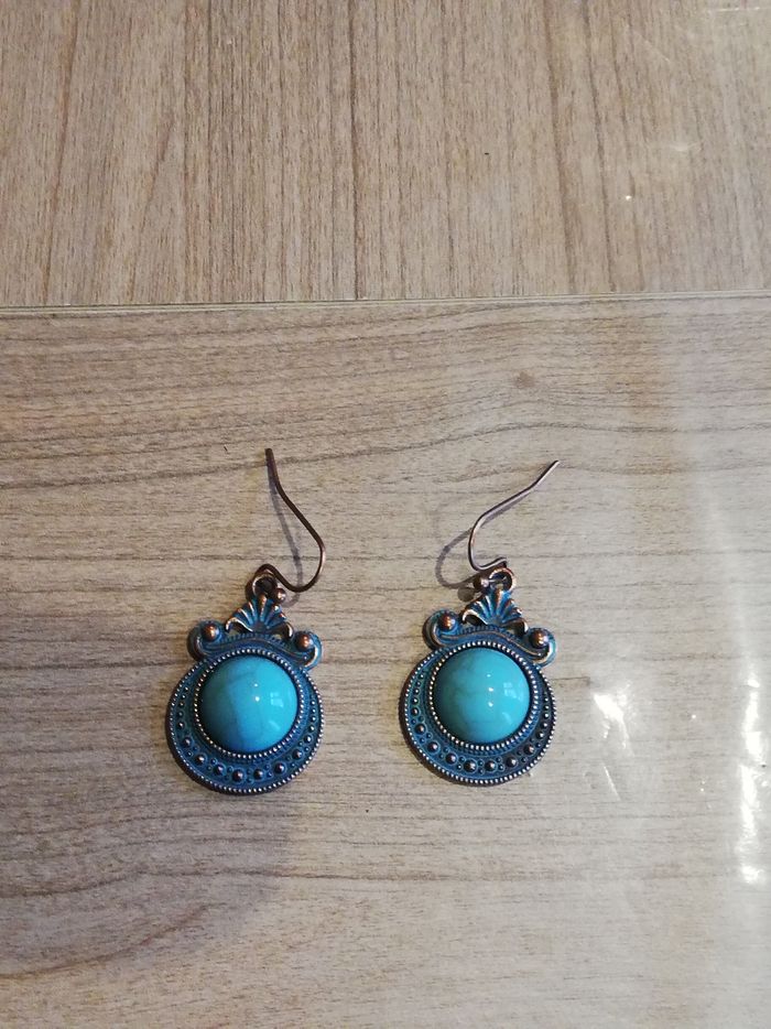 Boucles d'oreilles turquoise effet vintage