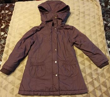 Veste chaude couleur aubergine brodée coeurs