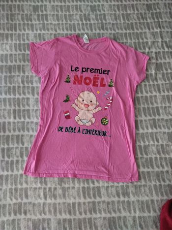 Tee-shirt manches courtes rose enceinte maternité grossesse Gildan taille 40