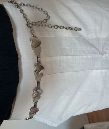 Ceinture chaîne coeur argenté longueur 105 cm