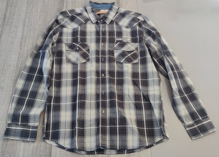 Chemise à carreaux à manches longues pour homme marque Gemo couleur noire et blanc taille L - photo numéro 4