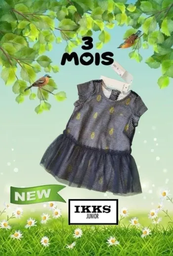 Robe manches courtes neuve IKKS 3 mois