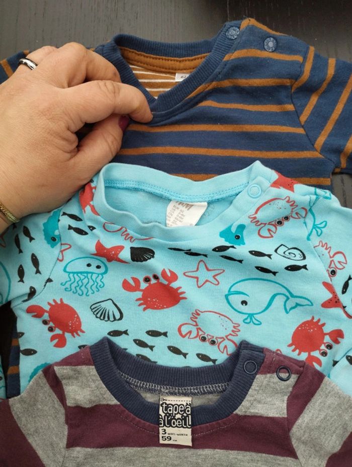 Lot de 3 tee-shirts 3 mois manches longues - photo numéro 2