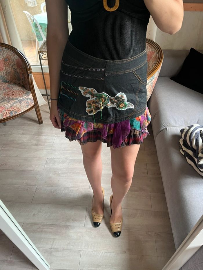 Jupe courte ethnique vintage bohème champêtre grunge - photo numéro 2