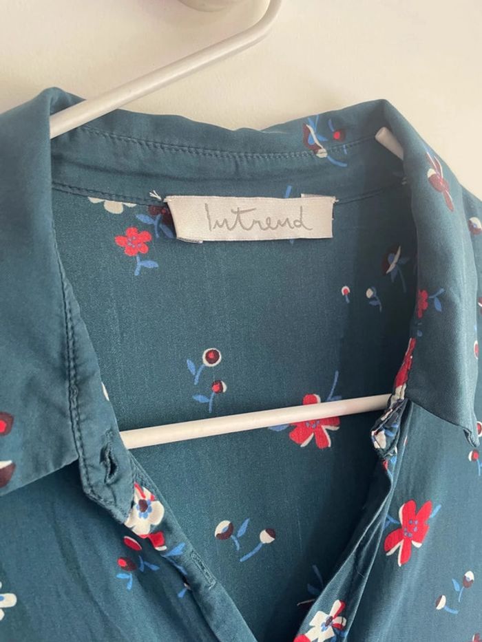 Robe turquoise à fleurs Intrend - photo numéro 4