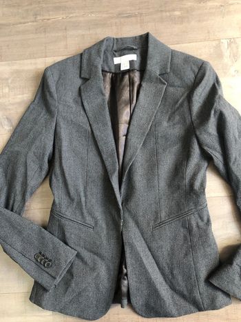 Blazer H&M taille 36 gris bleu imprimé tous petits carreaux