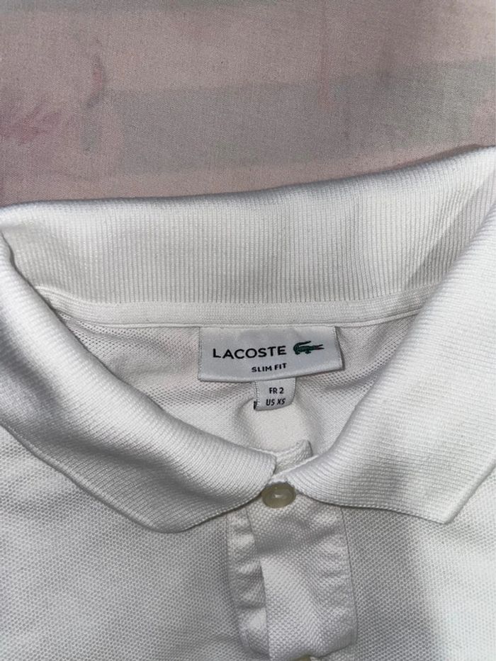 Polo Lacoste Blanc Slim Fit - Taille XS (FR 2) - photo numéro 2