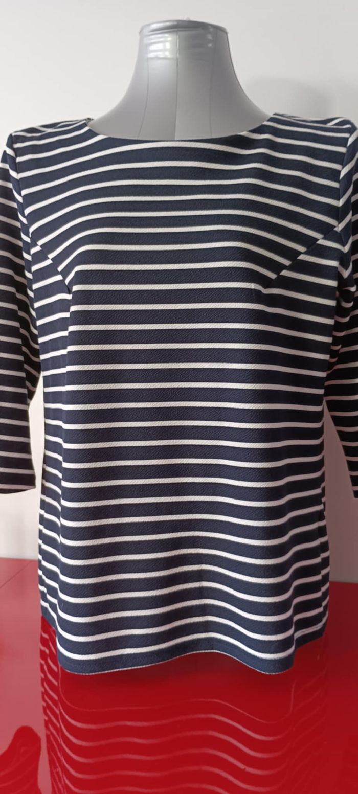 Blouse T-shirt Haut Top marinière manches 3/4 Taille 3 - photo numéro 7