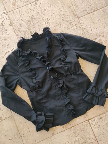 Blouse chic à froufrous noire vintage y2k