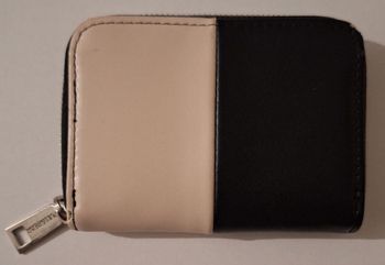 Porte-monnaie crème et noir zippé