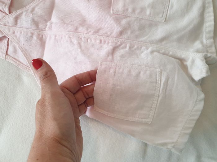 Salopette short denim rose et blanche - 92 - Zara - photo numéro 3