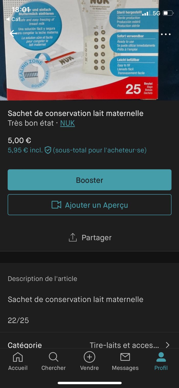 Nuk sachet conservation lait maternelle - photo numéro 2