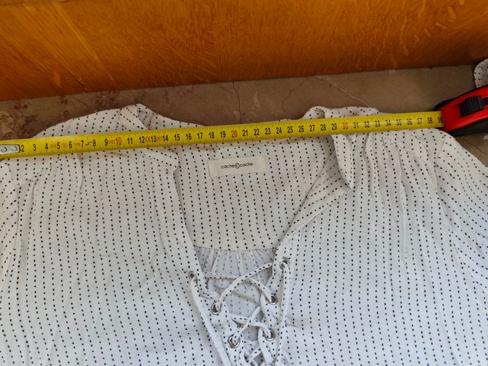 Blouse blanche lacée à pois – Taille L – Cache Cache - photo numéro 5