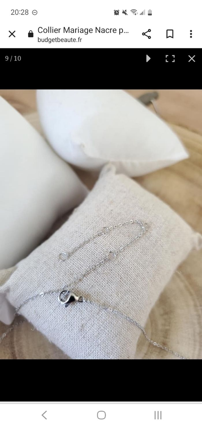 Collier cérémonie mariage long acier nacre argent - photo numéro 5