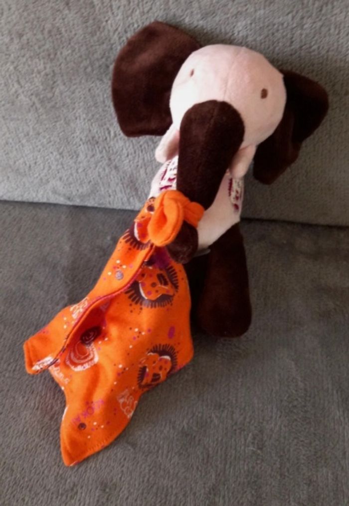 Doudou peluche éléphant avec mouchoir  Kookai - photo numéro 3