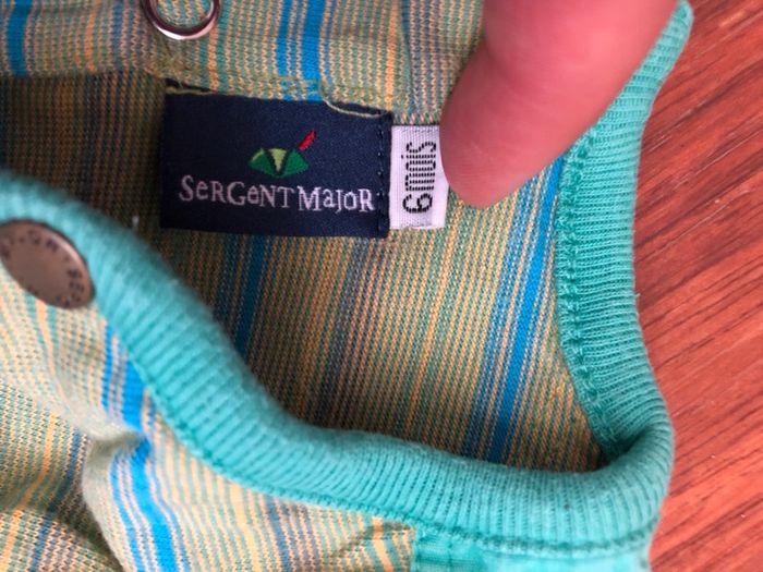 Barboteuse vert et bleu rayée 6 mois - photo numéro 3