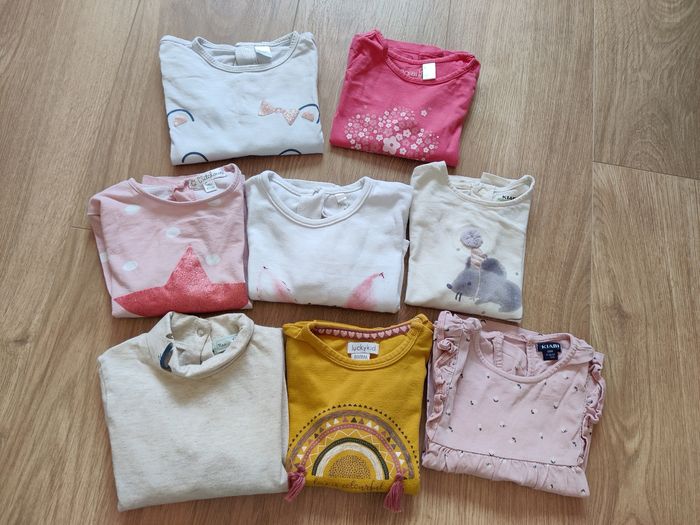 Lot t-shirts manches longues fille 18 mois
