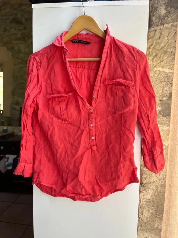 Blouse lin corail