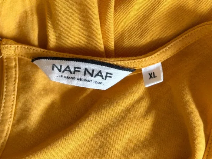 Beau debardeur fluide doux avec dentelle moutarde Naf Naf XL 42 - photo numéro 8