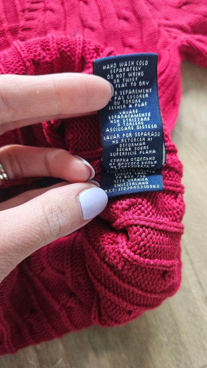 Pull rouge maille, logo bleu, taille S, Polo Ralph Lauren - photo numéro 3