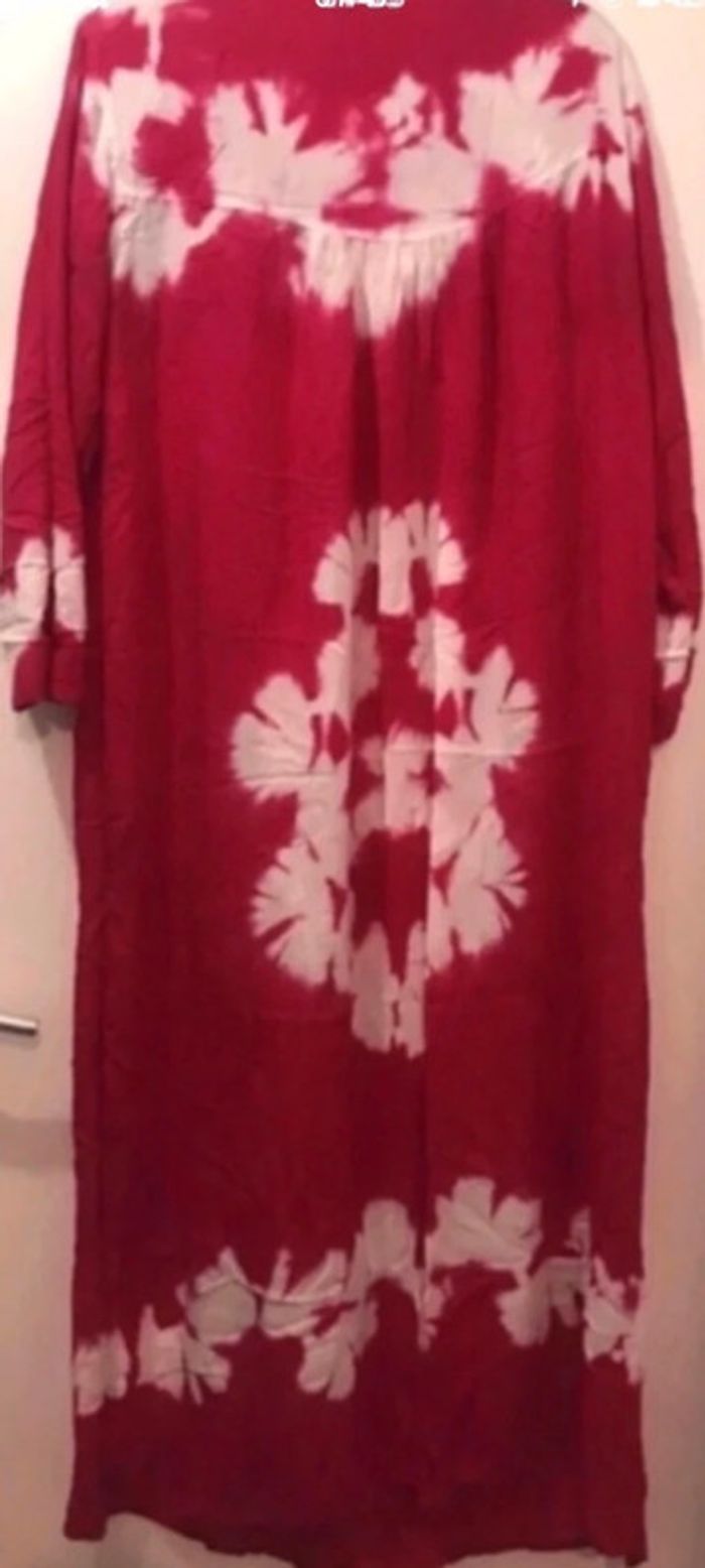 Robe été orientale femme longue zouk orientale demie manche Bordeaux blanc taille L - photo numéro 2