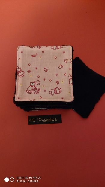 12 lingettes lavables, neuf....