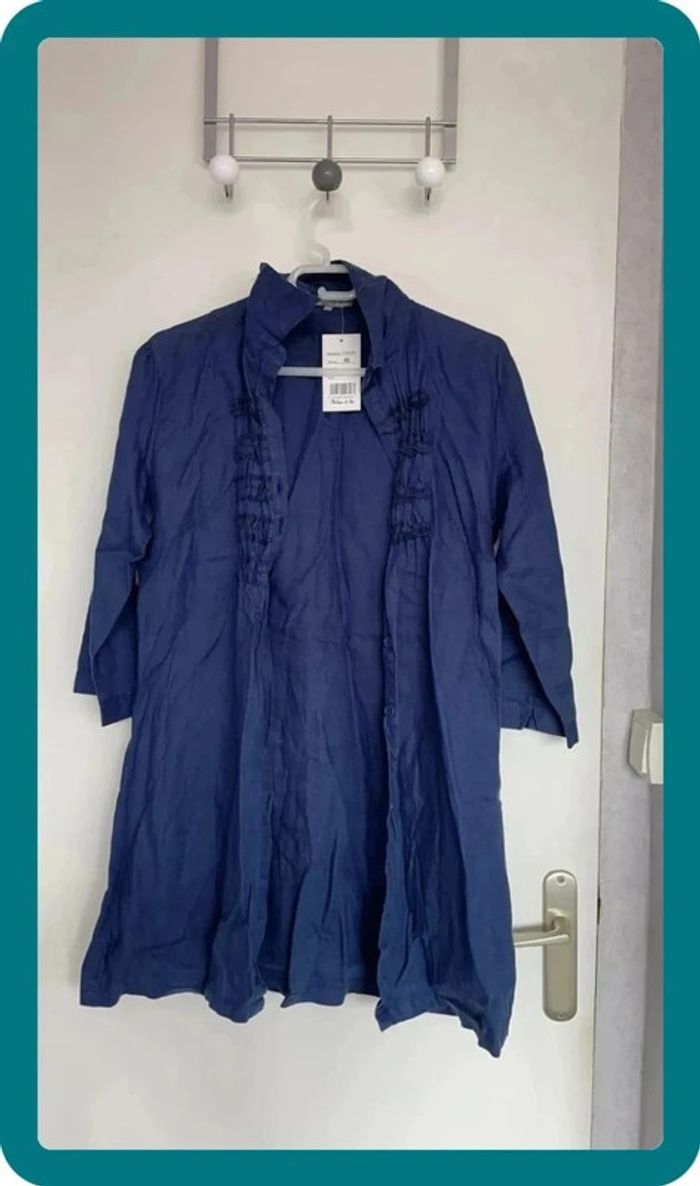 Gilet long bleu