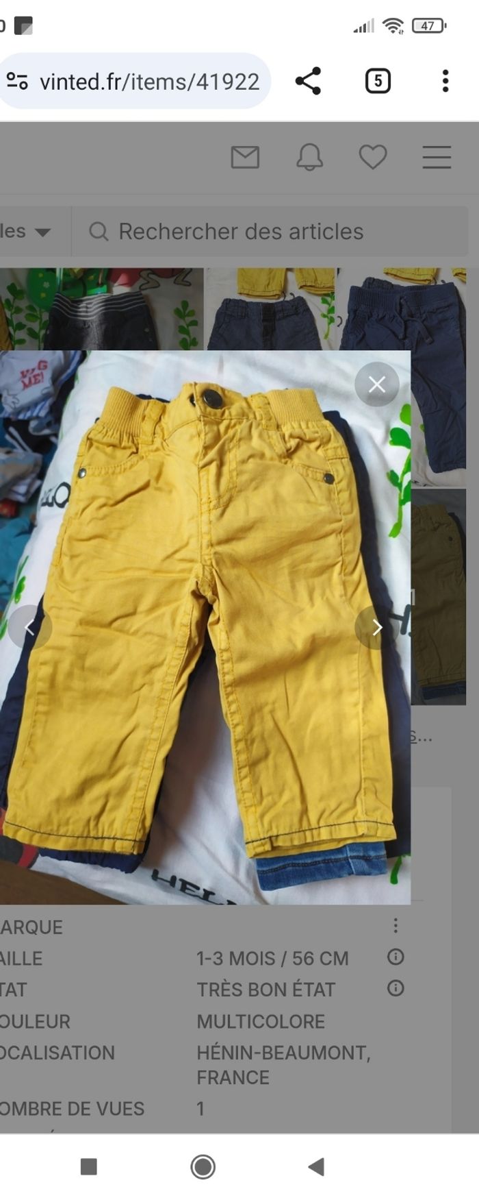 Lot 5 pantalons 3 mois - photo numéro 2