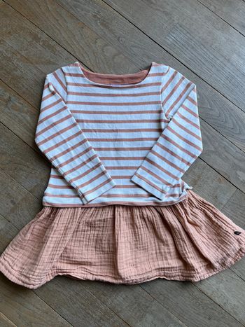Robe rayée ocre et blanc Petit Bateau 4 ans