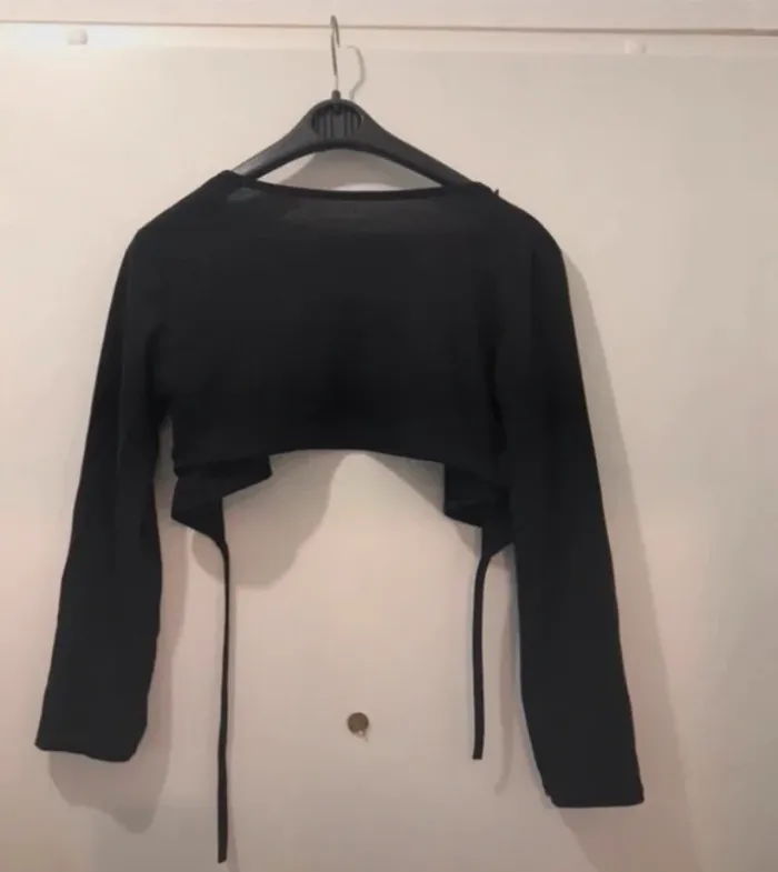 Haut femme Gilet top été manche longue noir taille S - photo numéro 3