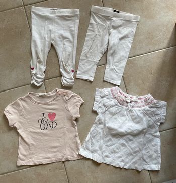 Lot 2 t-shirts manches courtes et 2 leggings 12 mois