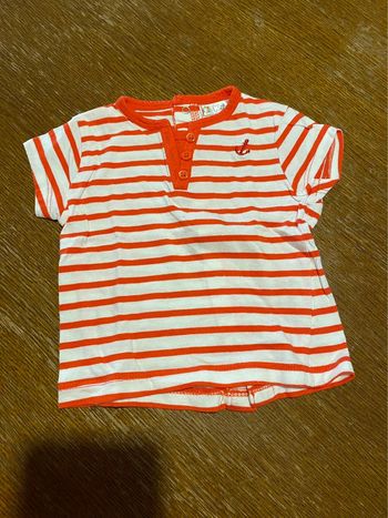 T-shirt manche courte rouge et blanc