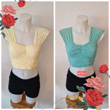 Top court jaune pour femme taille S  ( le bleu offert )