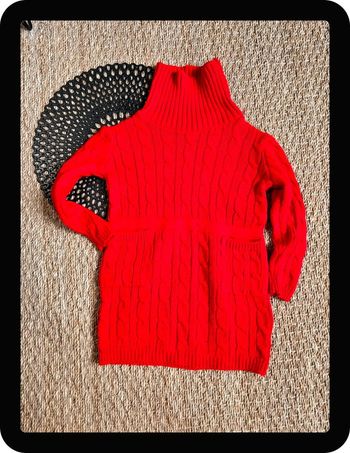 Robe pull maille rouge