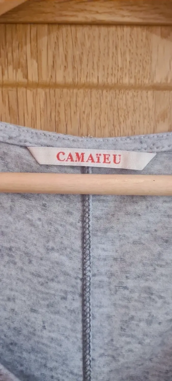 T-shirt gris strass Camaïeu - photo numéro 3