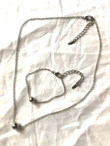 Parure Bijoux Grosses Perles Bijoux Argentés Fantaisies Femmes