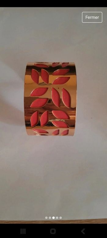 Magnifique manchette chic or et corail